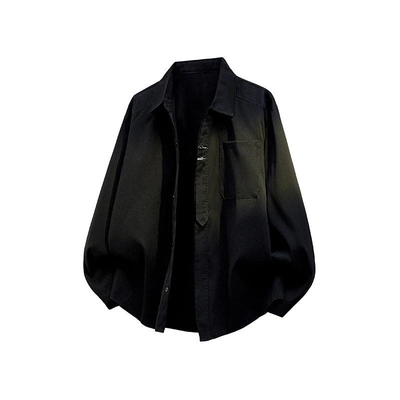 Unisex Oversize Hemdjacke im minimalistischen Utility-Look mit Brusttasche und verdeckter Knopfleiste Drune