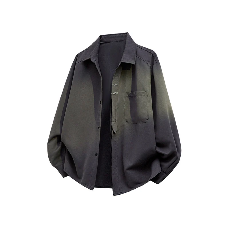 Unisex Oversize Hemdjacke im minimalistischen Utility-Look mit Brusttasche und verdeckter Knopfleiste Drune