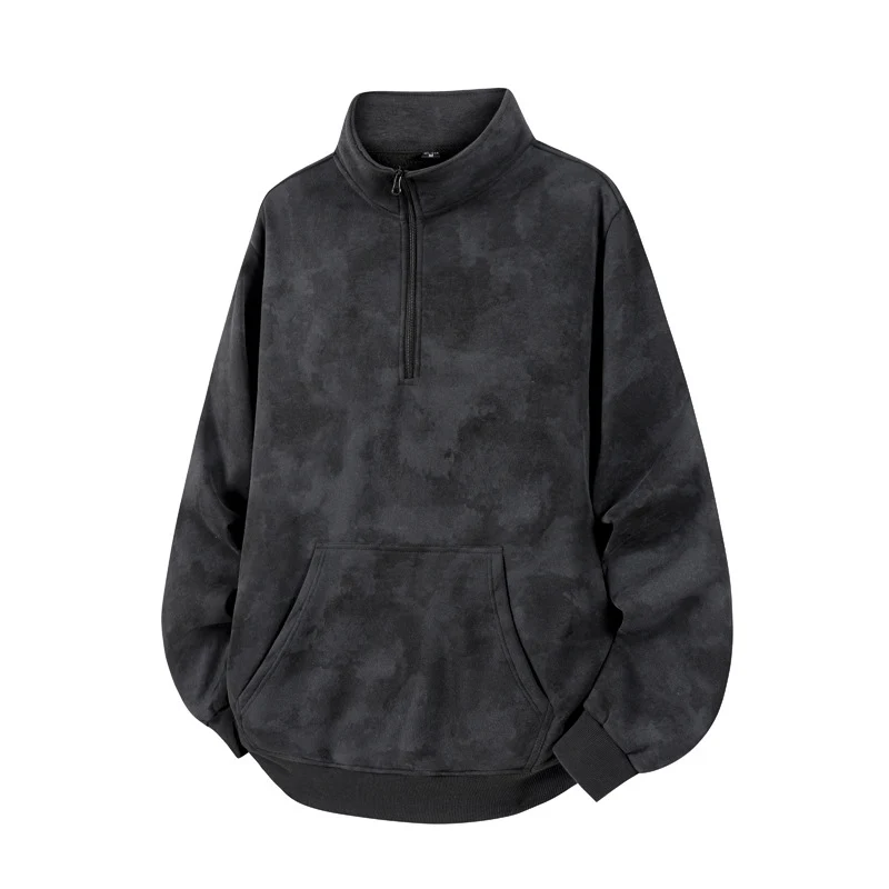 Unisex Oversize-Halbzip-Sweatshirt mit Kängurutasche und hohem Kragen Drune