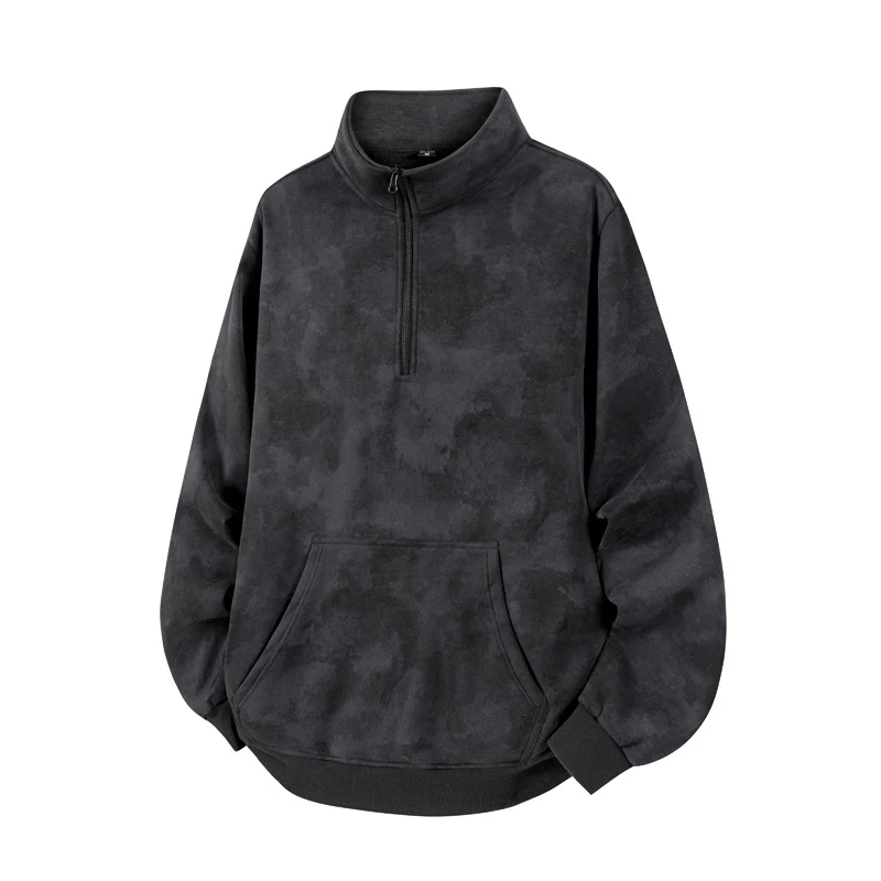 Unisex Oversize-Halbzip-Sweatshirt mit Kängurutasche und hohem Kragen Drune