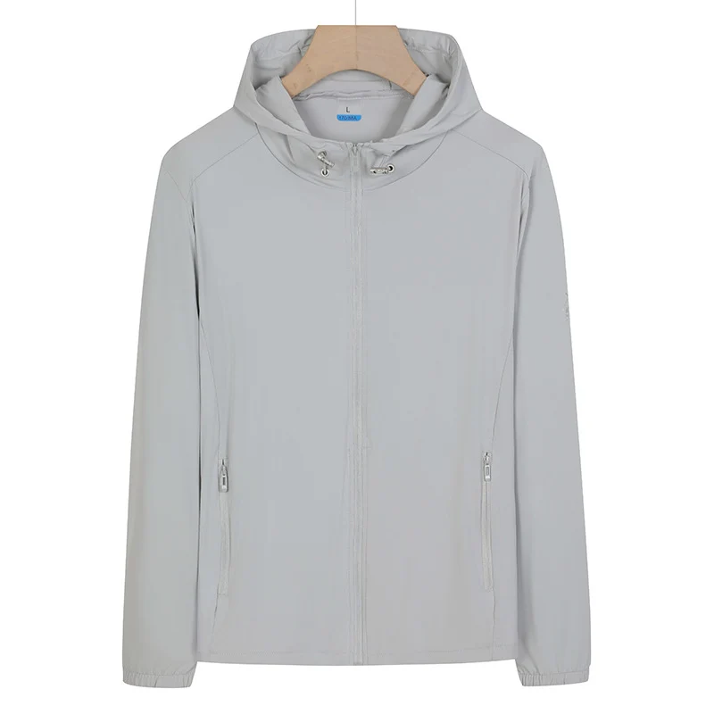 Unisex Leichte wind- und wasserabweisende Kapuzen‑Übergangsjacke mit durchgehendem Reißverschluss, Reißverschlusstaschen & elastischen Bündchen Drune