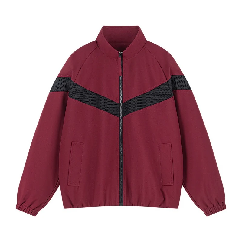 Unisex Leichte Trainingsjacke im Retro-Sportstil mit V-förmigem Reflektoreinsatz Drune