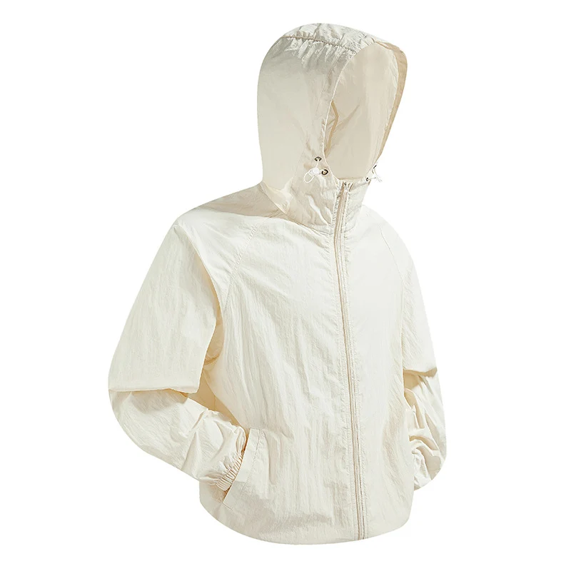 Unisex Leichte packbare Kapuzen‑Windjacke mit wasserabweisender Ripstop‑Hülle und verstellbarer Kapuze Drune