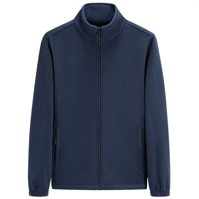 Unisex Leichte Fleece-Zipjacke mit Stehkragen, Elastikbündchen & Clean-Design Drune