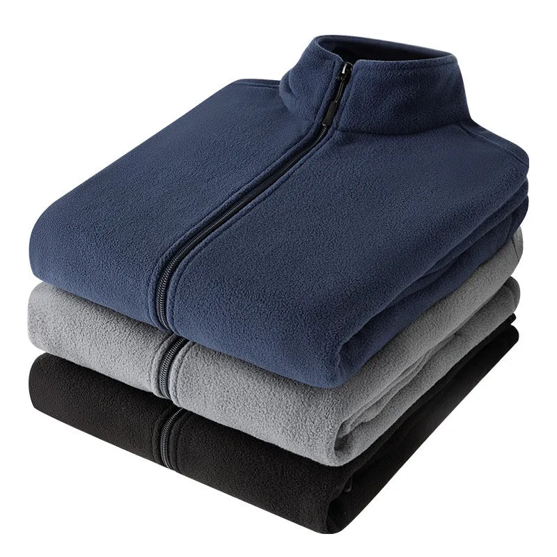 Unisex Leichte Fleece-Zipjacke mit Stehkragen, Elastikbündchen & Clean-Design Drune