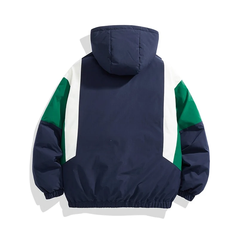 Unisex Kapuzen‑Steppjacke im Colorblock‑Look mit elastischem Saum, Kängurutaschen & leichtem Thermofutter Drune