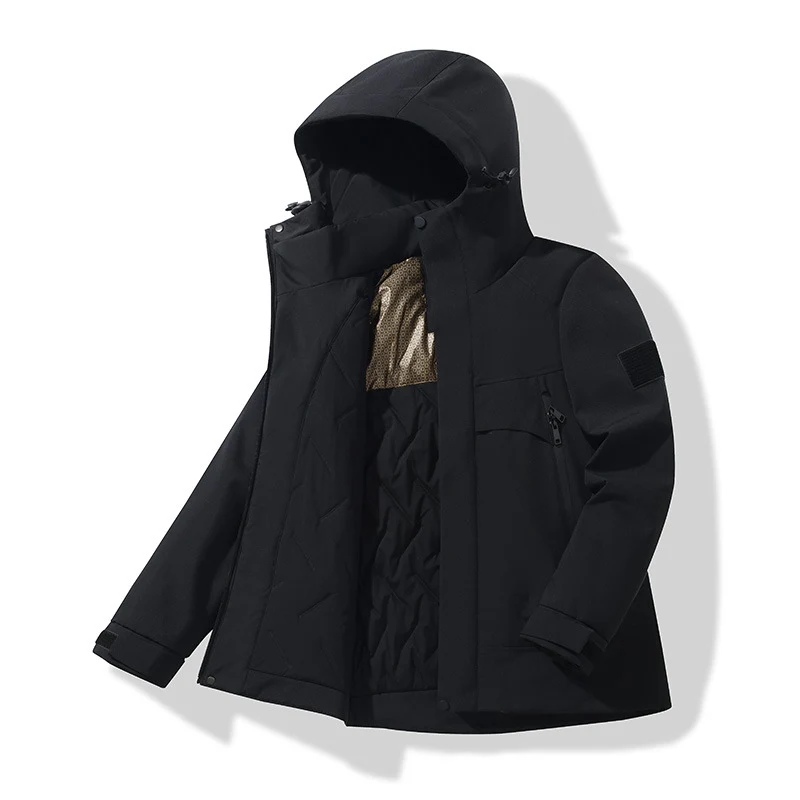 Unisex Isolierte Softshell-Parka mit abnehmbarer Kapuze und Thermofutter Drune