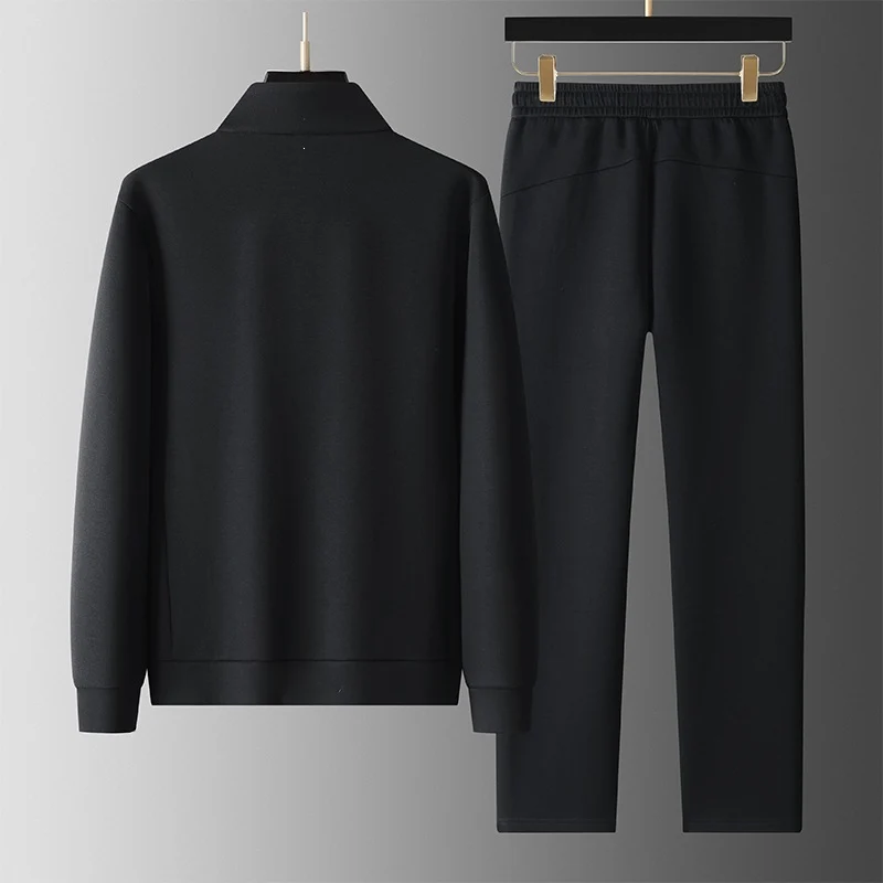 Herren Zweiteiliges sportliches Trainingsset mit Stehkragen‑Zipjacke & konischer Jogginghose Drune