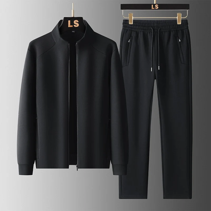Herren Zweiteiliges sportliches Trainingsset mit Stehkragen‑Zipjacke & konischer Jogginghose Drune