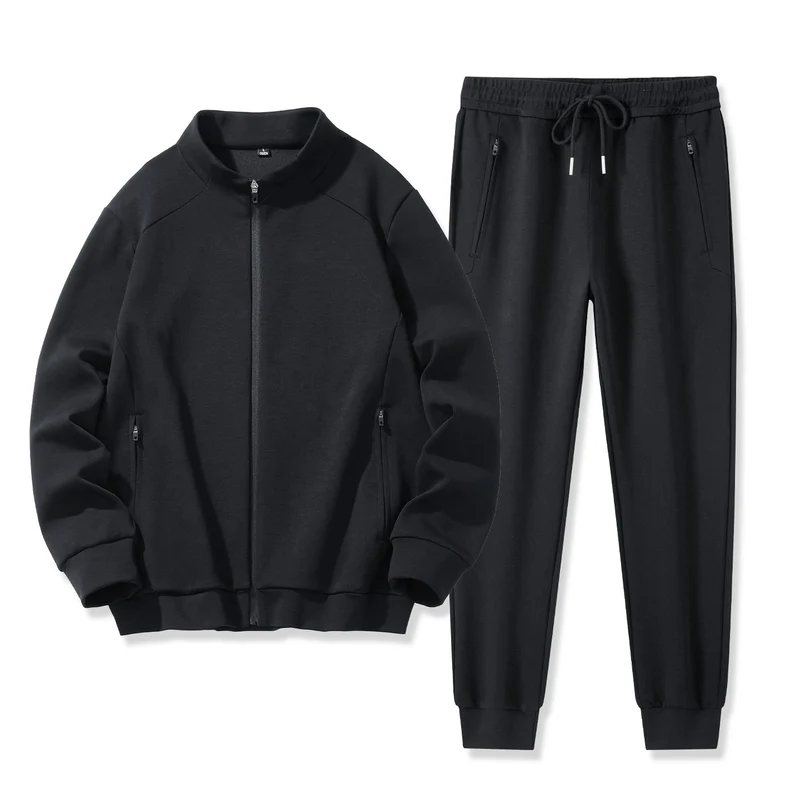 Herren Zweiteiliges Performance-Trainingsset mit Stehkragen-Zipjacke und konischer Jogginghose Drune