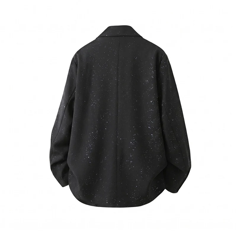 Herren Zweiteiliges Oversize-Lounge-Set mit gesprenkelter Übergangsjacke und weiter Bundfaltenhose Drune