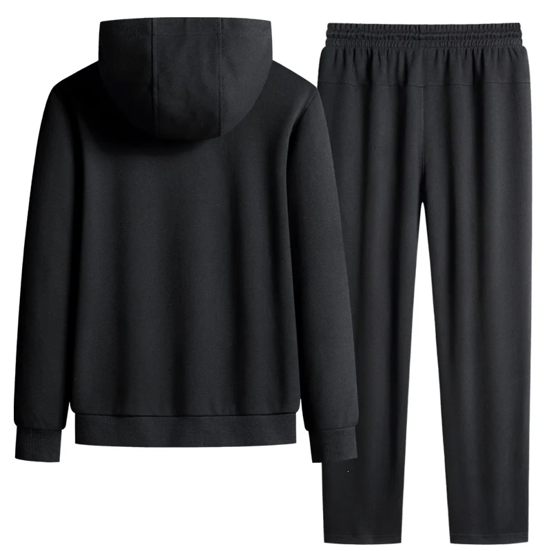 Herren zweiteiliges Kapuzen‑Trainingsset aus French‑Terry mit Reißverschlussjacke & konischer Jogginghose Drune