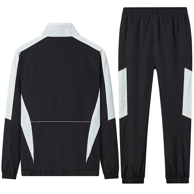 Herren Zweiteiliges atmungsaktives Nylon-Trainingsset mit Stehkragen und Kontrastpaneelen Drune