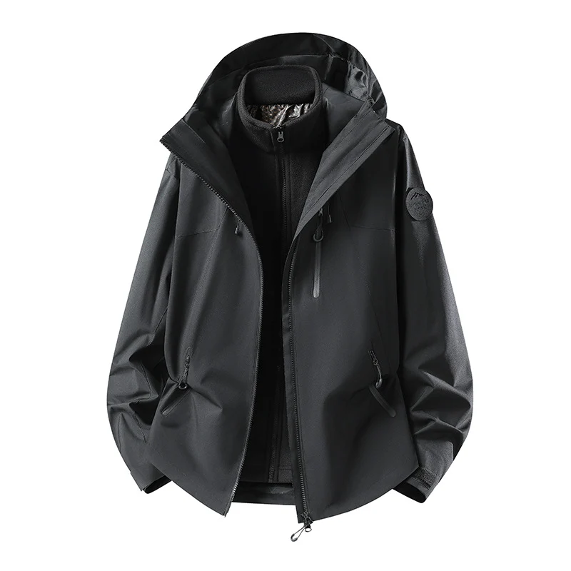 Herren Zweiteilige wasserdichte Outdoorjacke mit abnehmbarer Fleece‑Innenjacke und versiegelten Nähten Drune