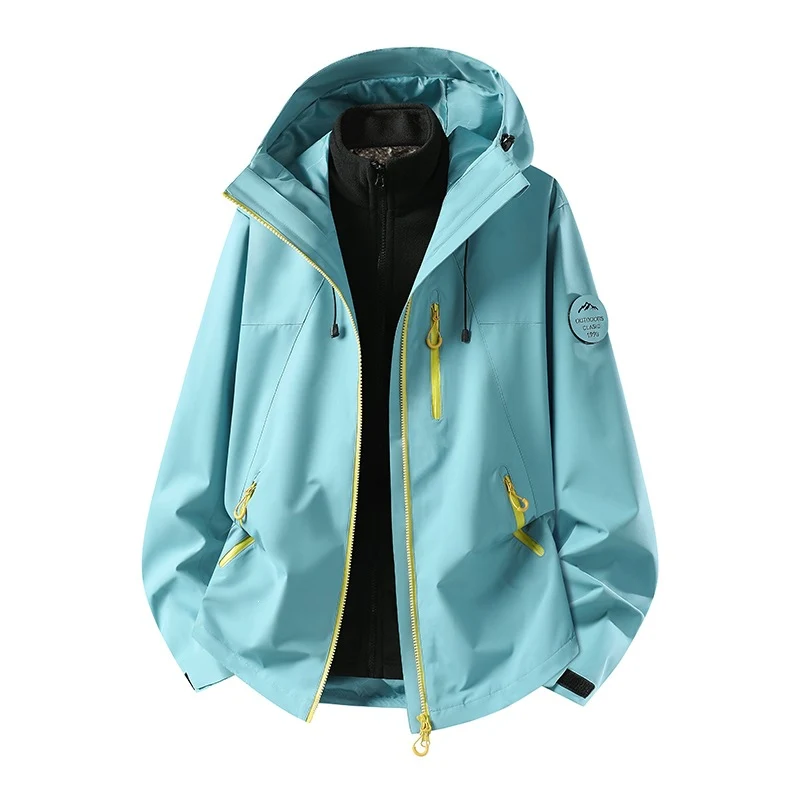 Herren Zweiteilige wasserdichte Outdoorjacke mit abnehmbarer Fleece‑Innenjacke und versiegelten Nähten Drune