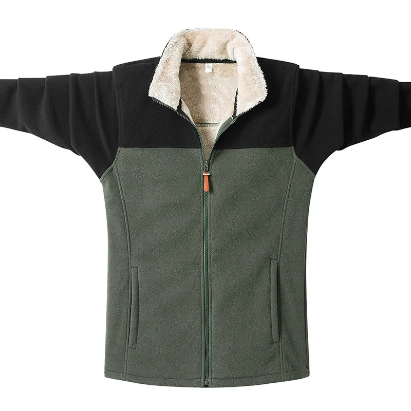 Herren Zweifarbige Fleece-Übergangsjacke mit Stehkragen, Reißverschluss & Eingrifftaschen Drune