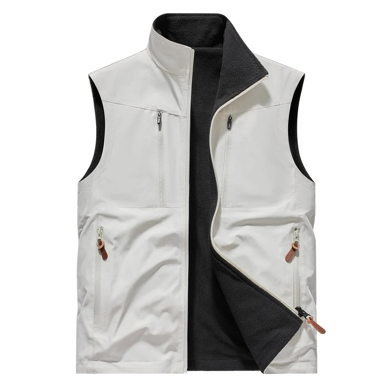 Herren Winddichte Softshell‑Weste mit Fleece‑Futter & Multifunktionstaschen Drune