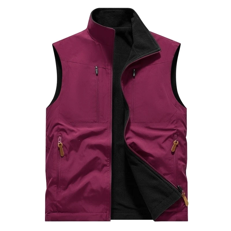 Herren Winddichte Softshell‑Weste mit Fleece‑Futter & Multifunktionstaschen Drune