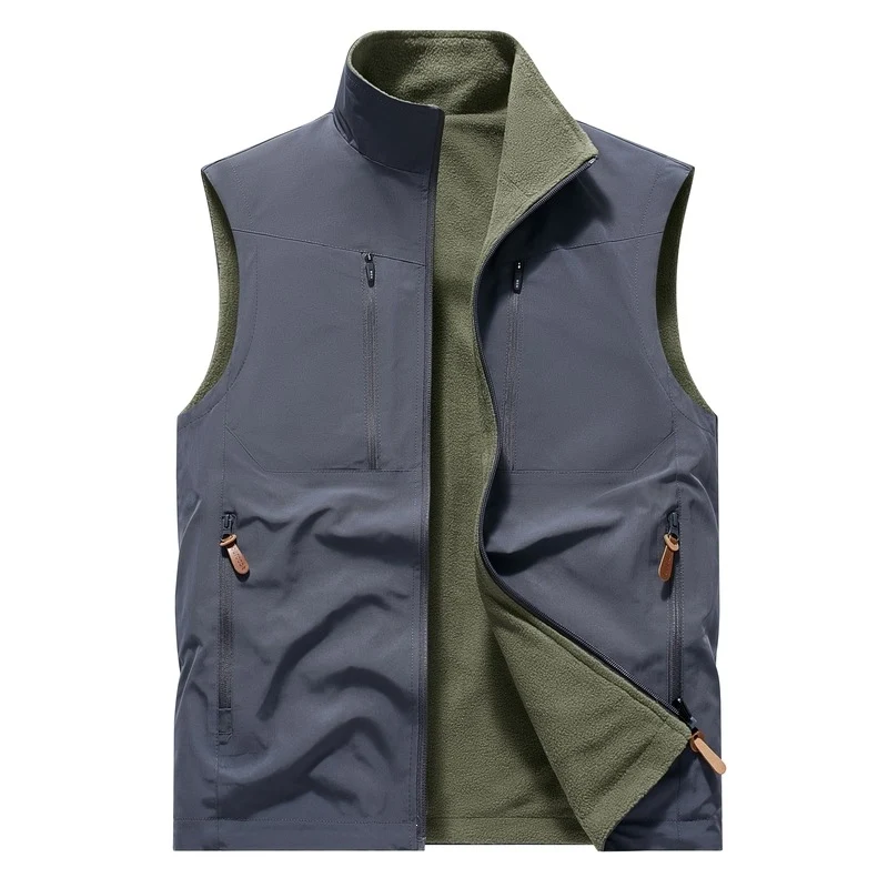 Herren Winddichte Softshell‑Weste mit Fleece‑Futter & Multifunktionstaschen Drune