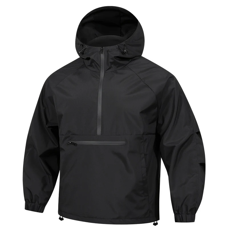 Herren Wind- und Wasserabweisende Anorak-Pulloverjacke mit Halbreißverschluss und Kängurutasche Drune