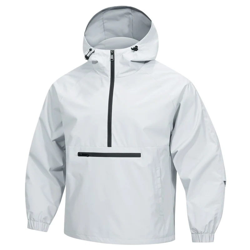Herren Wind- und Wasserabweisende Anorak-Pulloverjacke mit Halbreißverschluss und Kängurutasche Drune