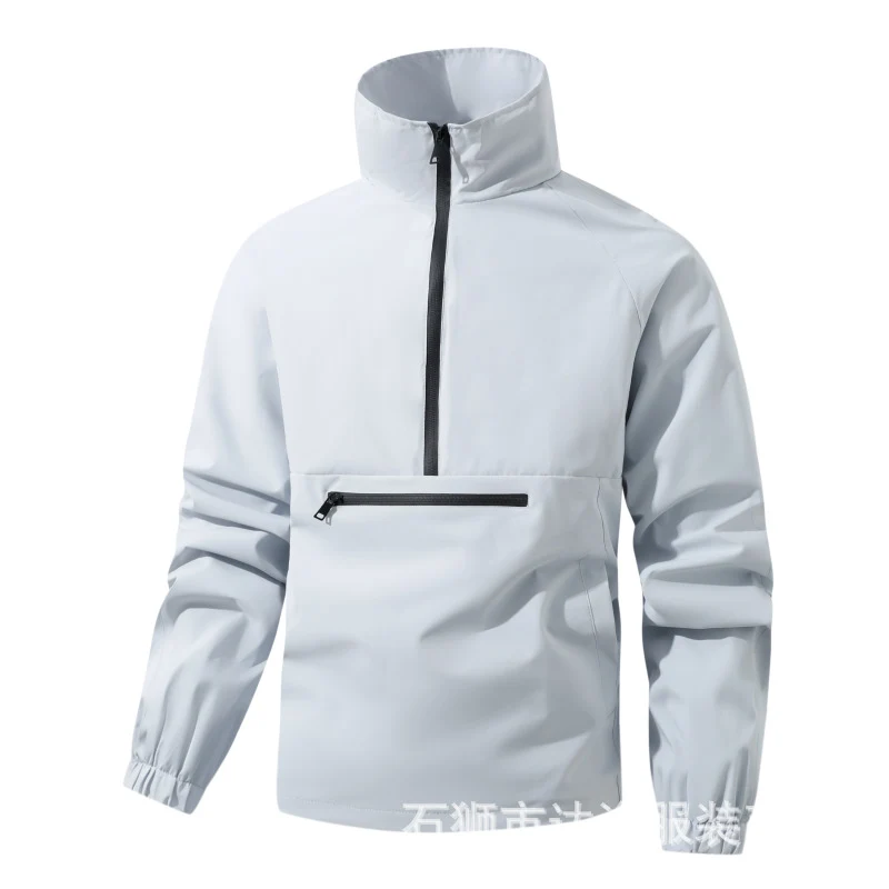 Herren Wind- und Wasserabweisende Anorak-Pulloverjacke mit Halbreißverschluss und Kängurutasche Drune