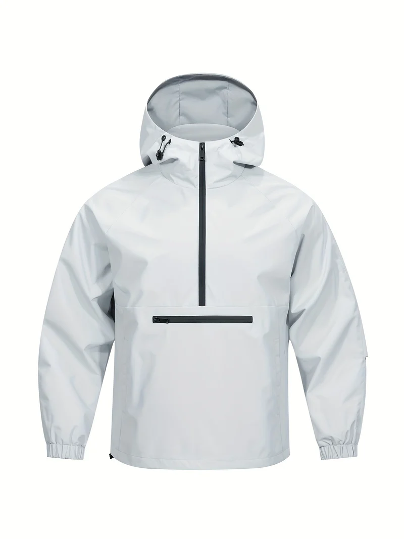 Herren Wind- und Wasserabweisende Anorak-Pulloverjacke mit Halbreißverschluss und Kängurutasche Drune
