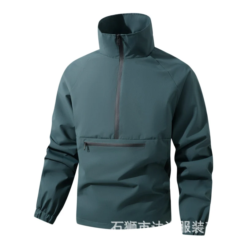 Herren Wind- und Wasserabweisende Anorak-Pulloverjacke mit Halbreißverschluss und Kängurutasche Drune