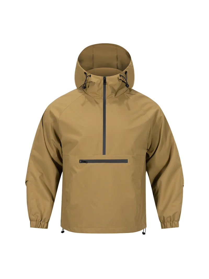 Herren Wind- und Wasserabweisende Anorak-Pulloverjacke mit Halbreißverschluss und Kängurutasche Drune