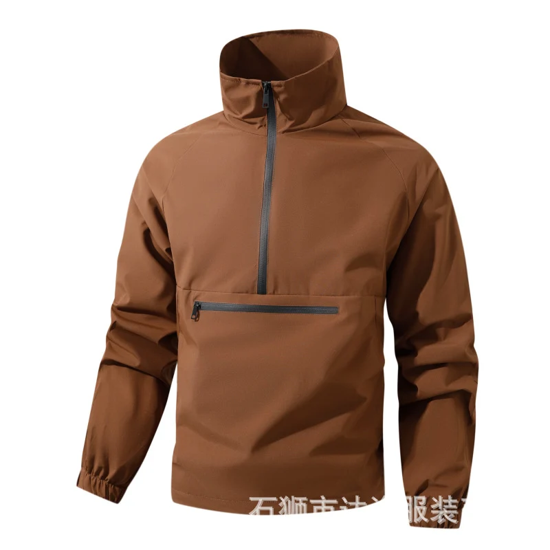 Herren Wind- und Wasserabweisende Anorak-Pulloverjacke mit Halbreißverschluss und Kängurutasche Drune