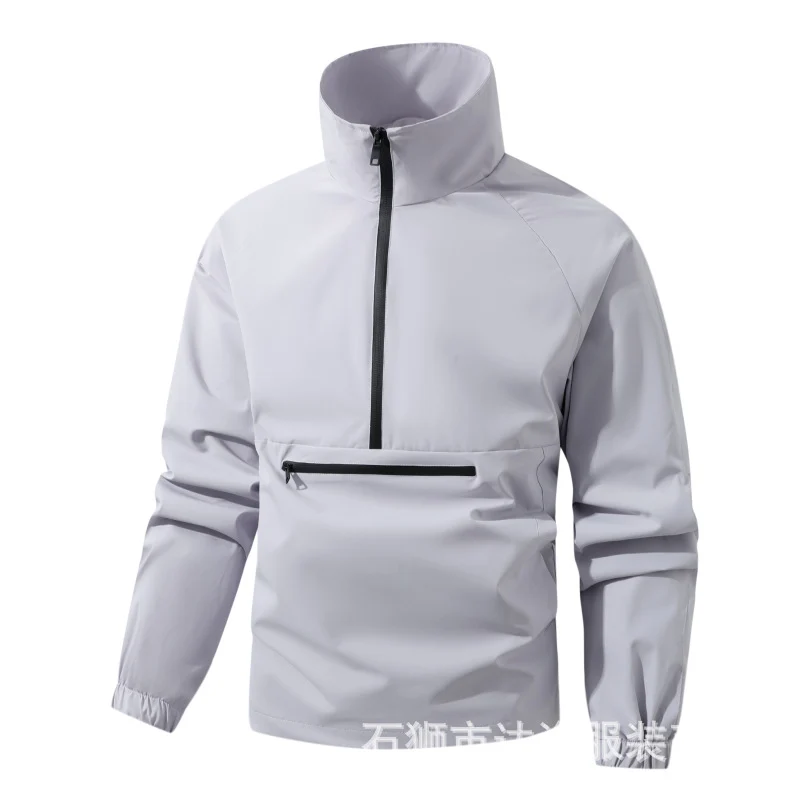Herren Wind- und Wasserabweisende Anorak-Pulloverjacke mit Halbreißverschluss und Kängurutasche Drune