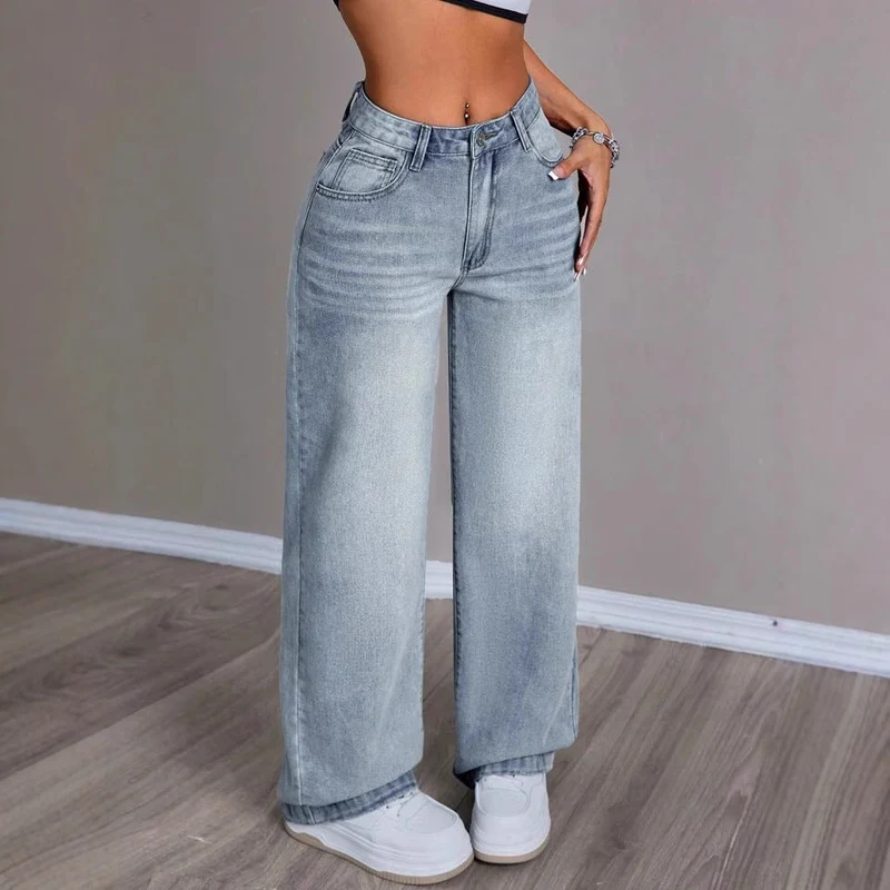 Damen Weite Jeanshose im Vintage-Stil Drune