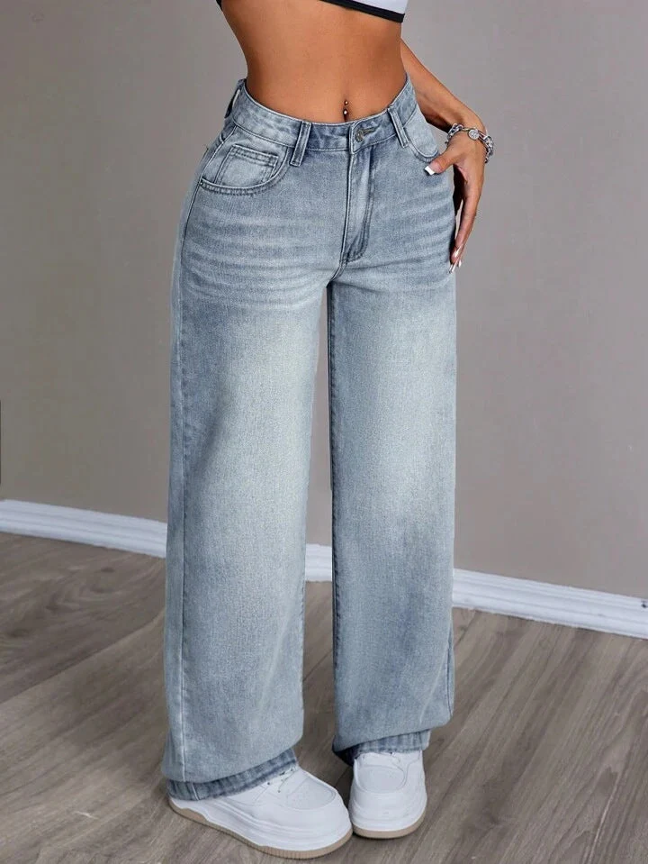 Damen Weite Jeanshose im Vintage-Stil Drune