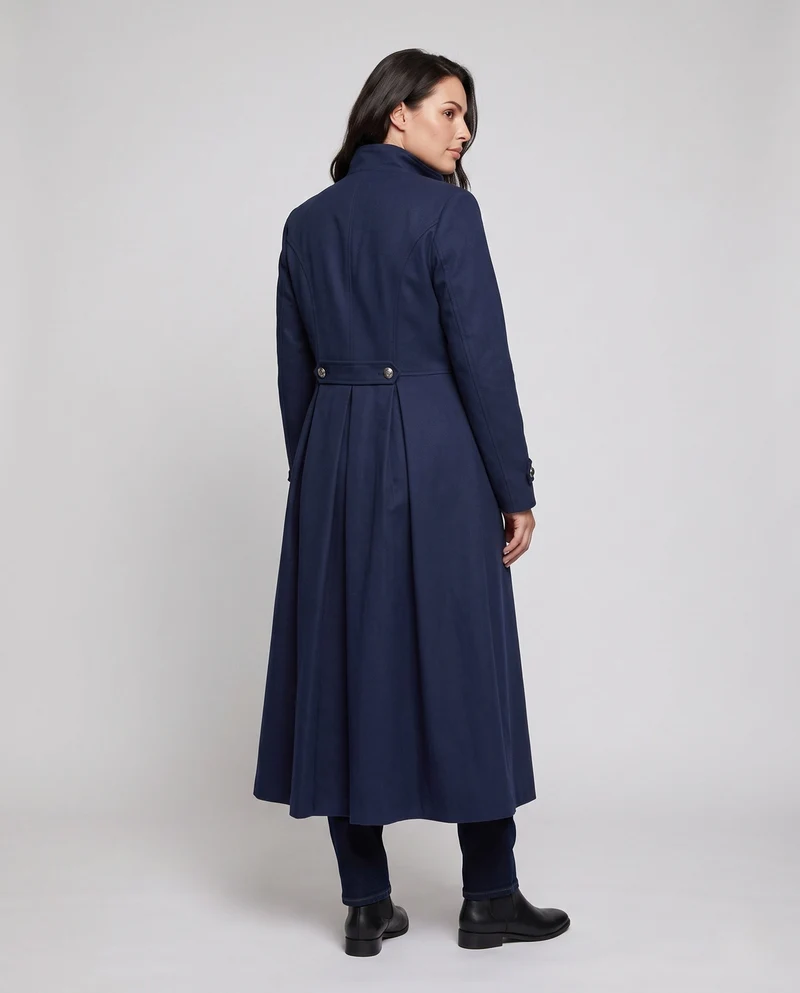 Damen eleganter Frackmantel mit dekorativen Knöpfen und hohem Kragen Drune
