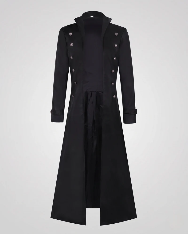 Damen eleganter Frackmantel mit dekorativen Knöpfen und hohem Kragen Drune
