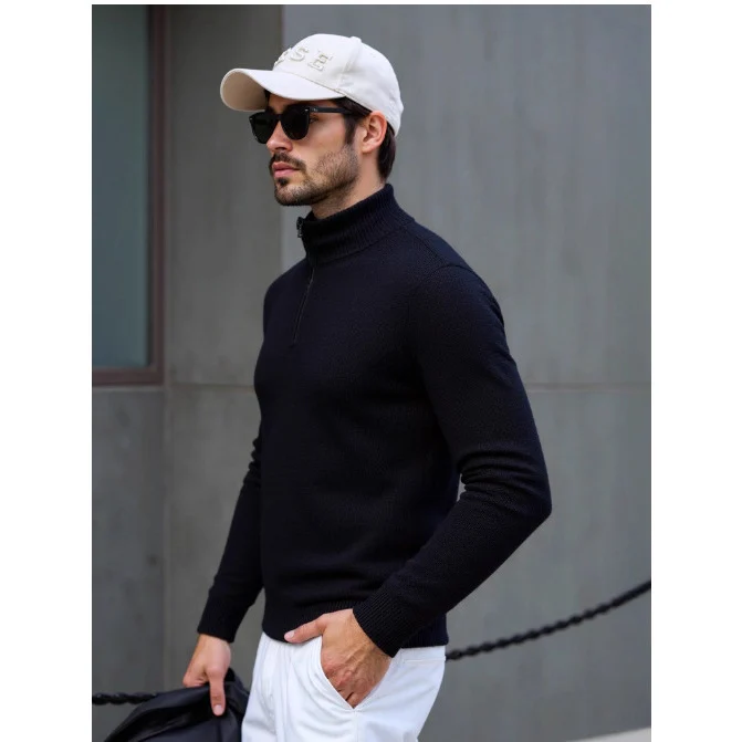 Herren Rollkragenpullover mit modernem Strukturdesign Drune