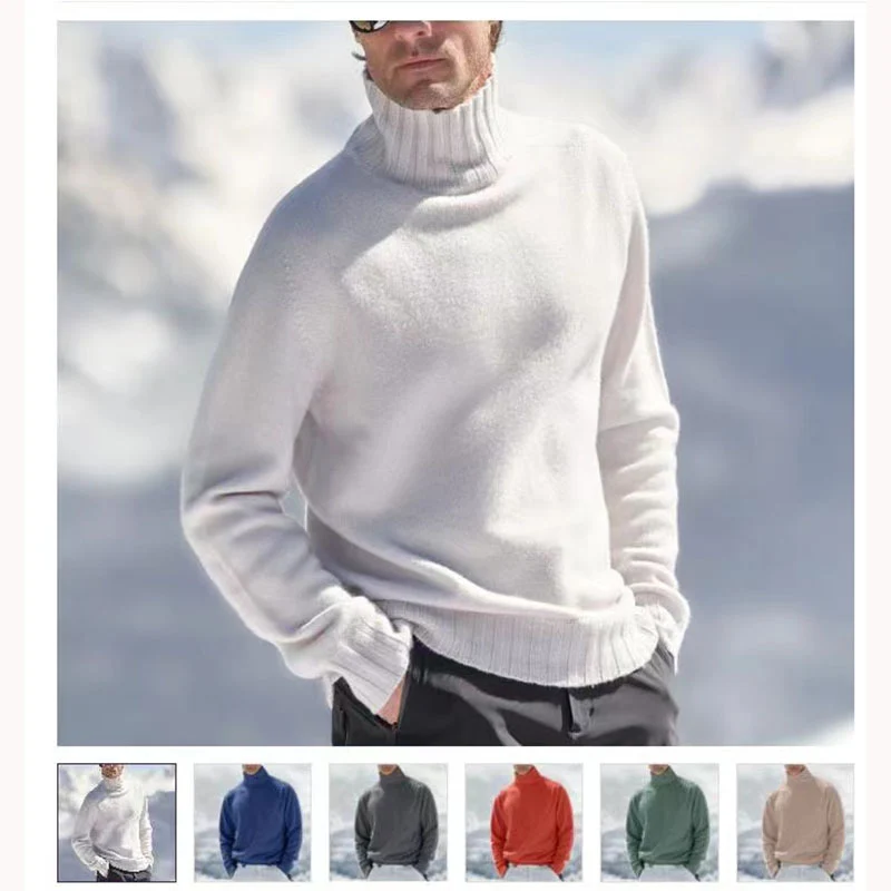 Herren Rollkragenpullover aus hochwertiger Wolle mit strukturierten Details Drune