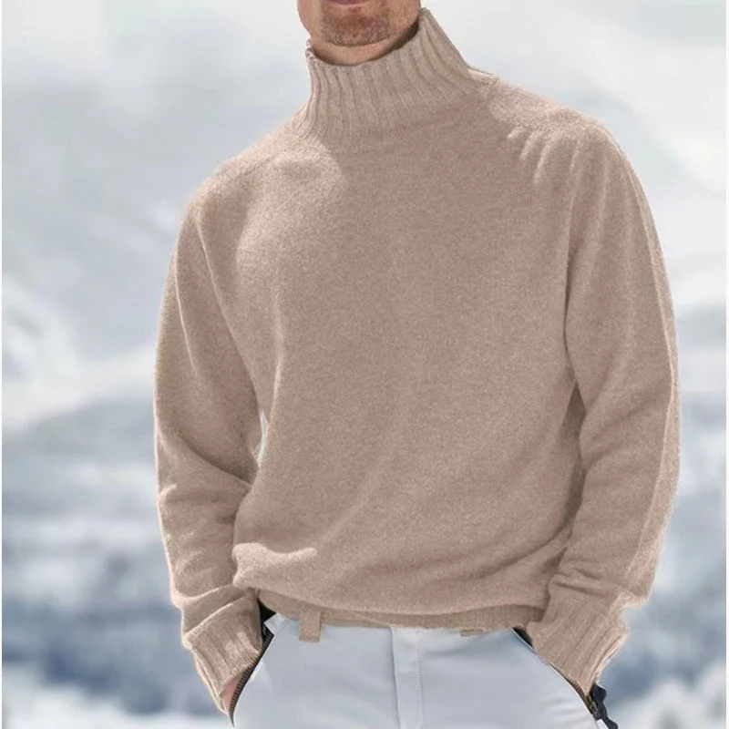 Herren Rollkragenpullover aus hochwertiger Wolle mit strukturierten Details Drune