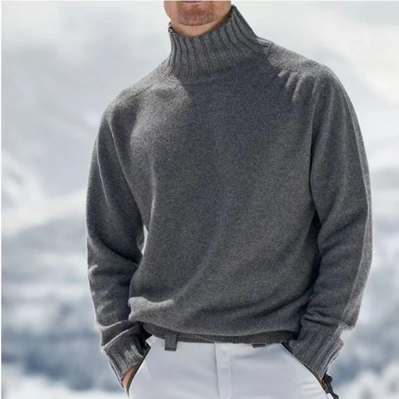 Herren Rollkragenpullover aus hochwertiger Wolle mit strukturierten Details Drune