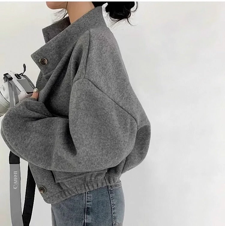 Drune | Kurze graue Wolljacke für Frauen Mauwi