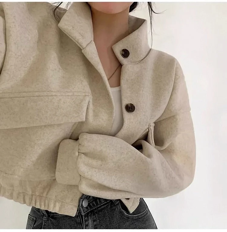 Drune | Kurze graue Wolljacke für Frauen Mauwi