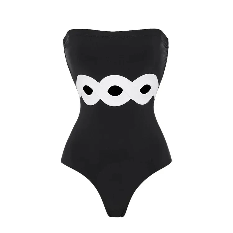 Damen Bandeau-Badeanzug mit elegantem Wickelrock Drune