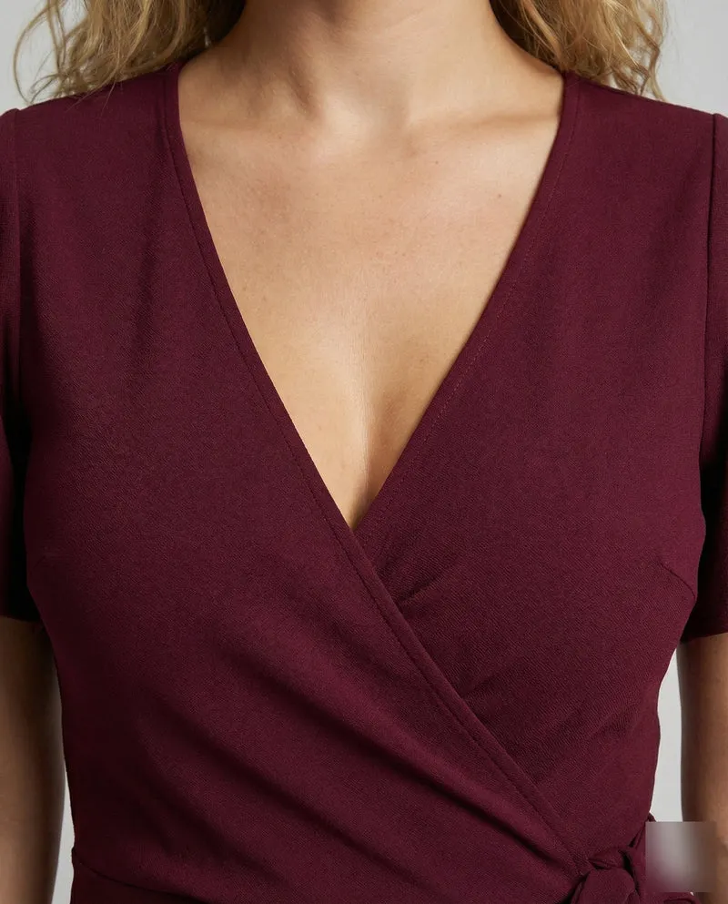 Damen Feminine Tulpenüberlappung Wickelkleid
