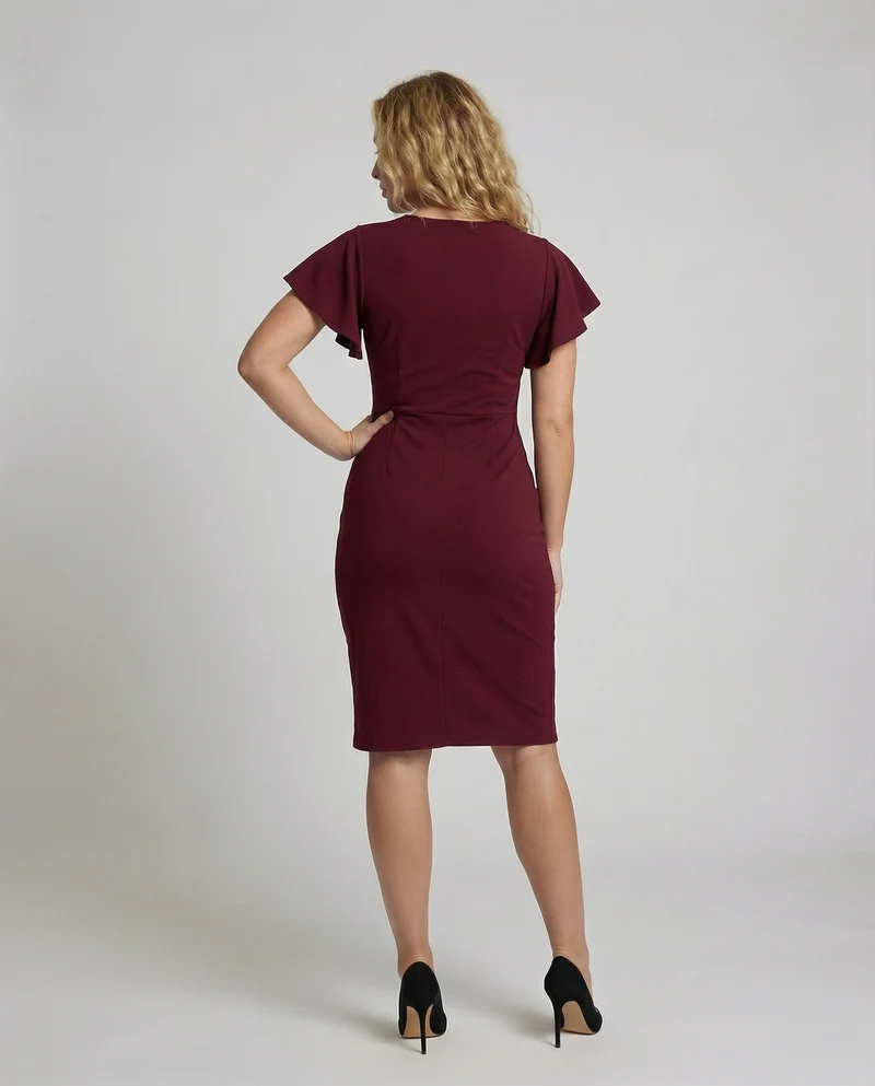 Damen Feminine Tulpenüberlappung Wickelkleid