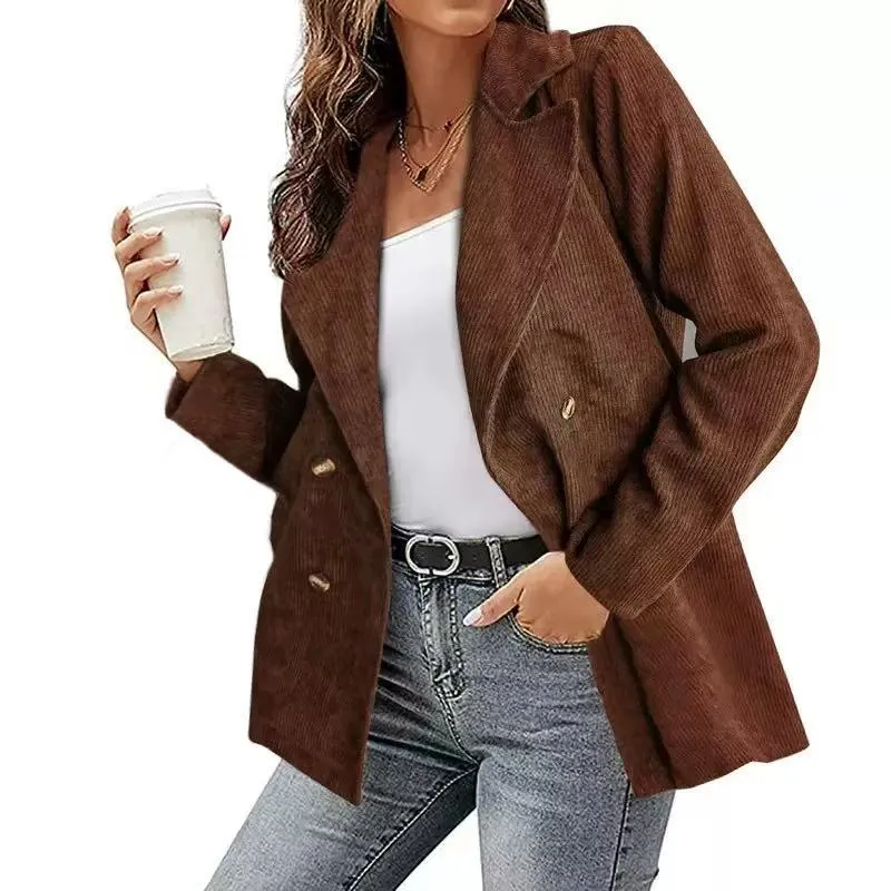Damen Modernes Cordblazer mit lässigem Schnitt und praktischen Taschen Drune
