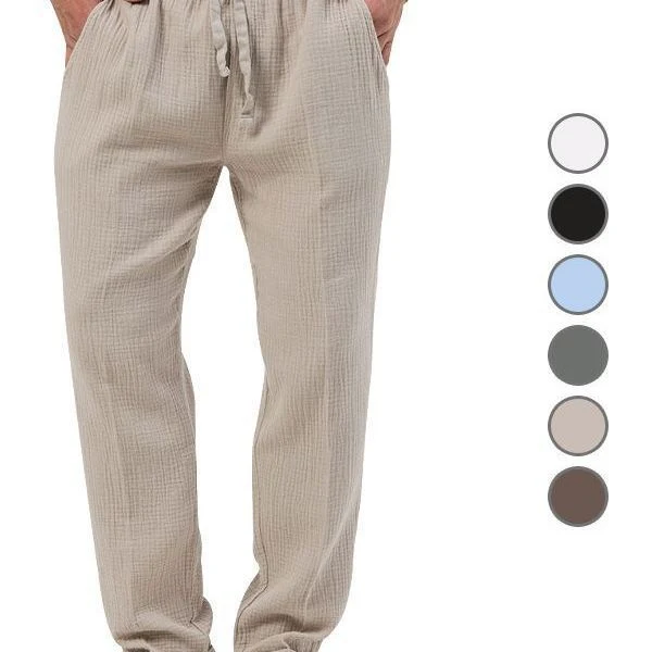 Herren nan lässige Leinen-Relaxhose mit elastischem Tunnelzugbund und praktischen Seitentaschen Drune