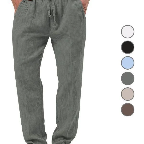 Herren nan lässige Leinen-Relaxhose mit elastischem Tunnelzugbund und praktischen Seitentaschen Drune
