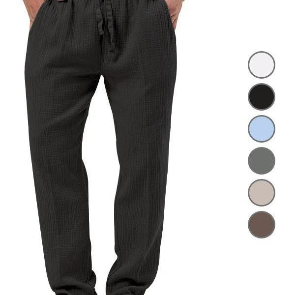 Herren nan lässige Leinen-Relaxhose mit elastischem Tunnelzugbund und praktischen Seitentaschen Drune