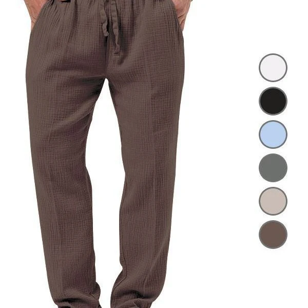 Herren nan lässige Leinen-Relaxhose mit elastischem Tunnelzugbund und praktischen Seitentaschen Drune
