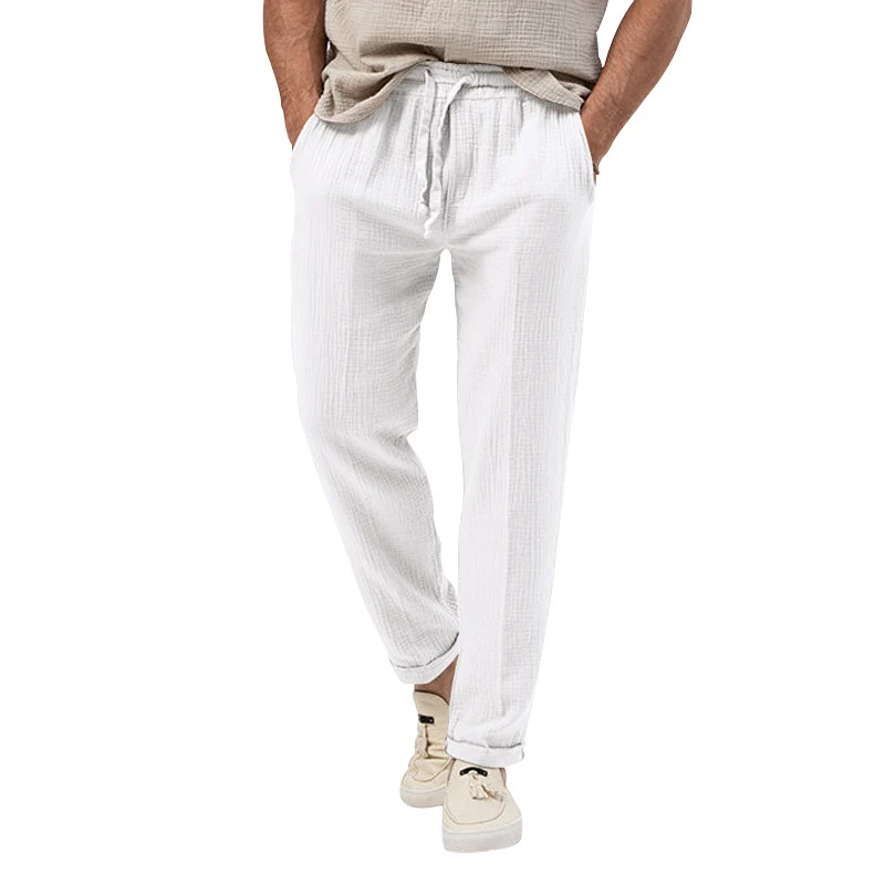 Herren nan lässige Leinen-Relaxhose mit elastischem Tunnelzugbund und praktischen Seitentaschen Drune